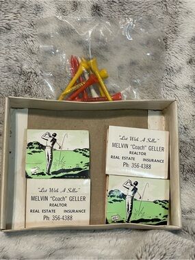 Promotional Matchbooks and Golf Tees and ball marker lot with Hollis & Co tees.